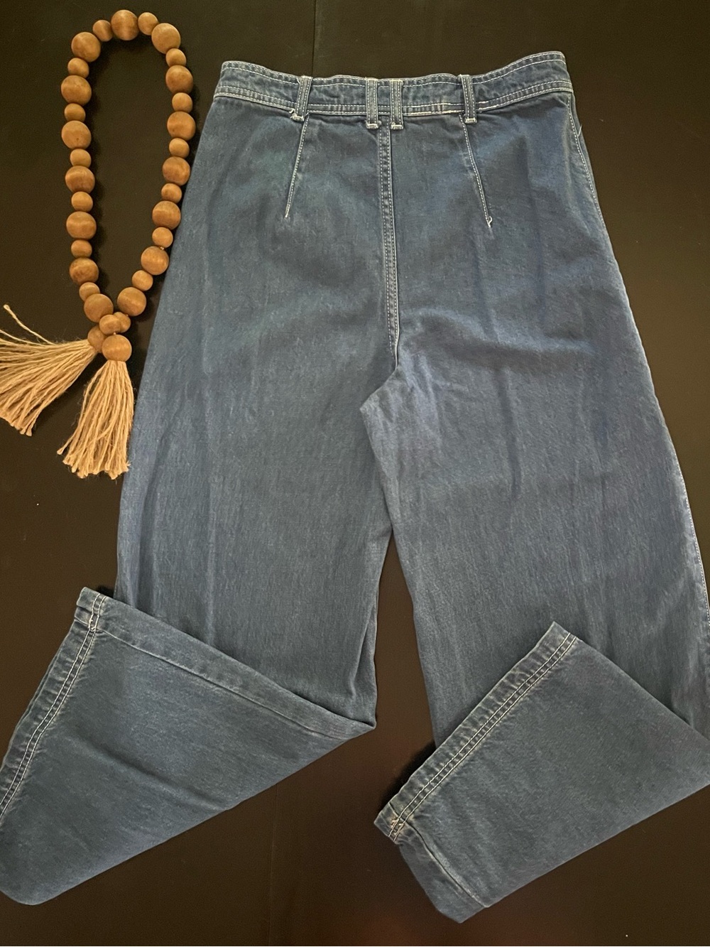 BDG URBAN OUTFITTERS High-Waist Wide Leg Blue Jeans Exposed Button Fly - Picture 5 of 7